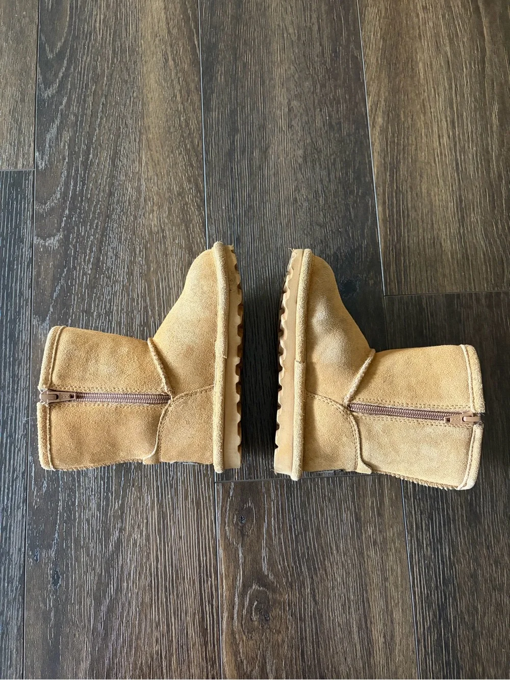 BearPaw Kids Tan Suede Shearling-Lined Boots